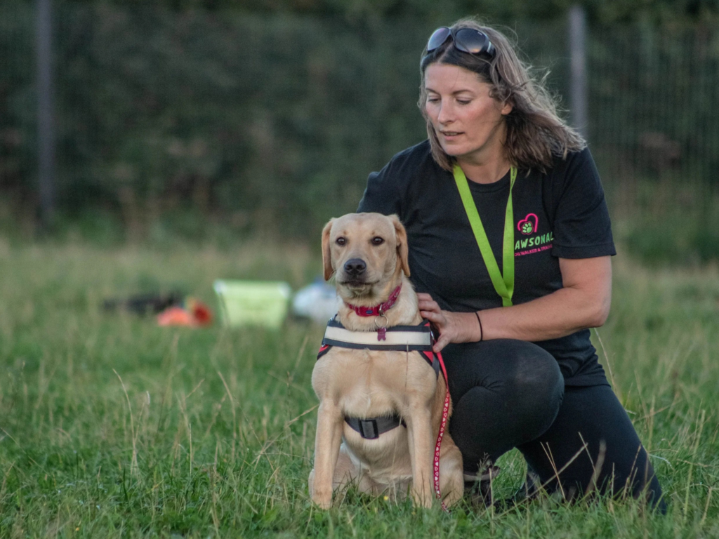 alison at pawsonal at a dog training class